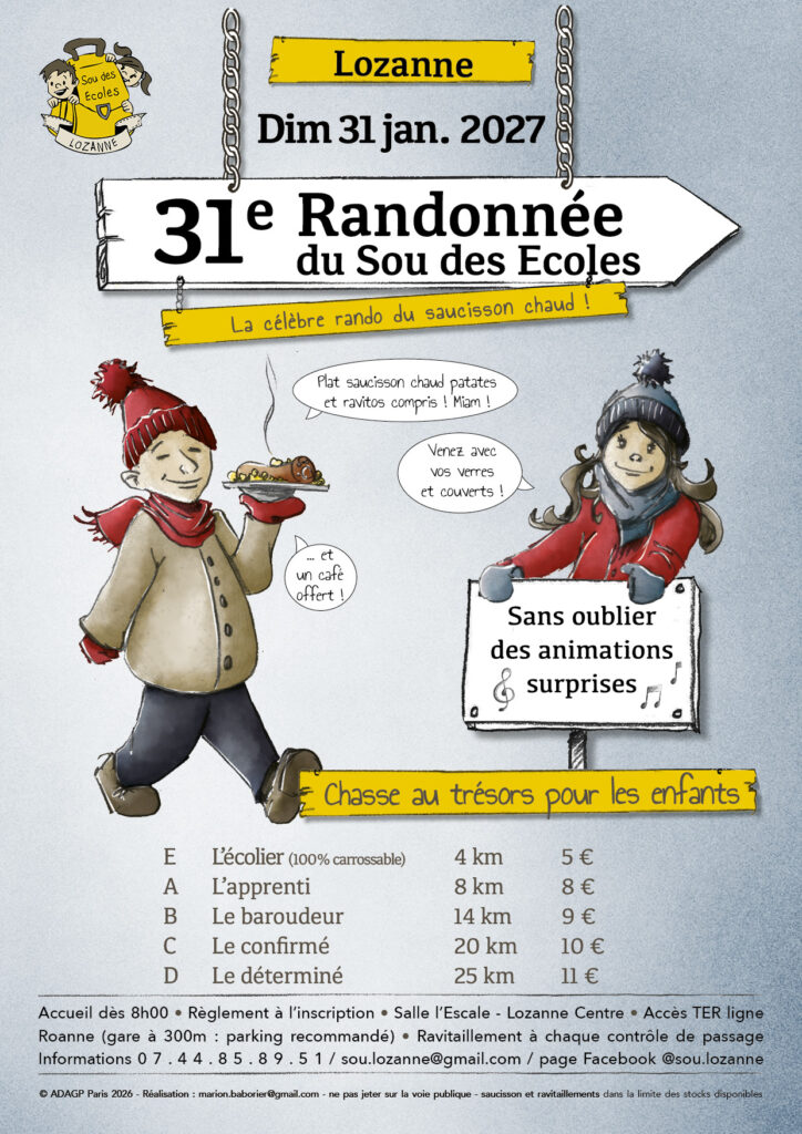 Affiche provisoire pour annoncer la randonnée du Saucisson Chaud de 2026